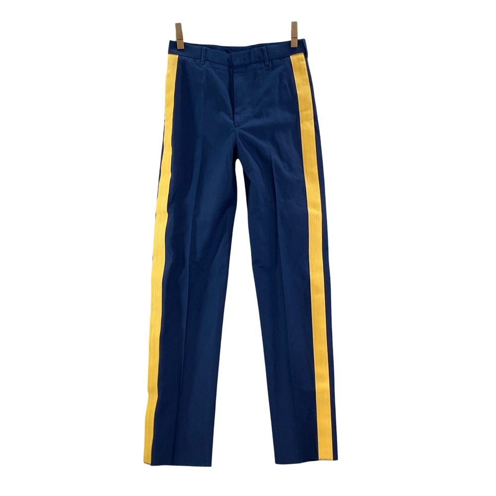 DSCP Military Dress Blue Trousers Mens 31R Blue Yellow Stripe Uniform Pants USMC